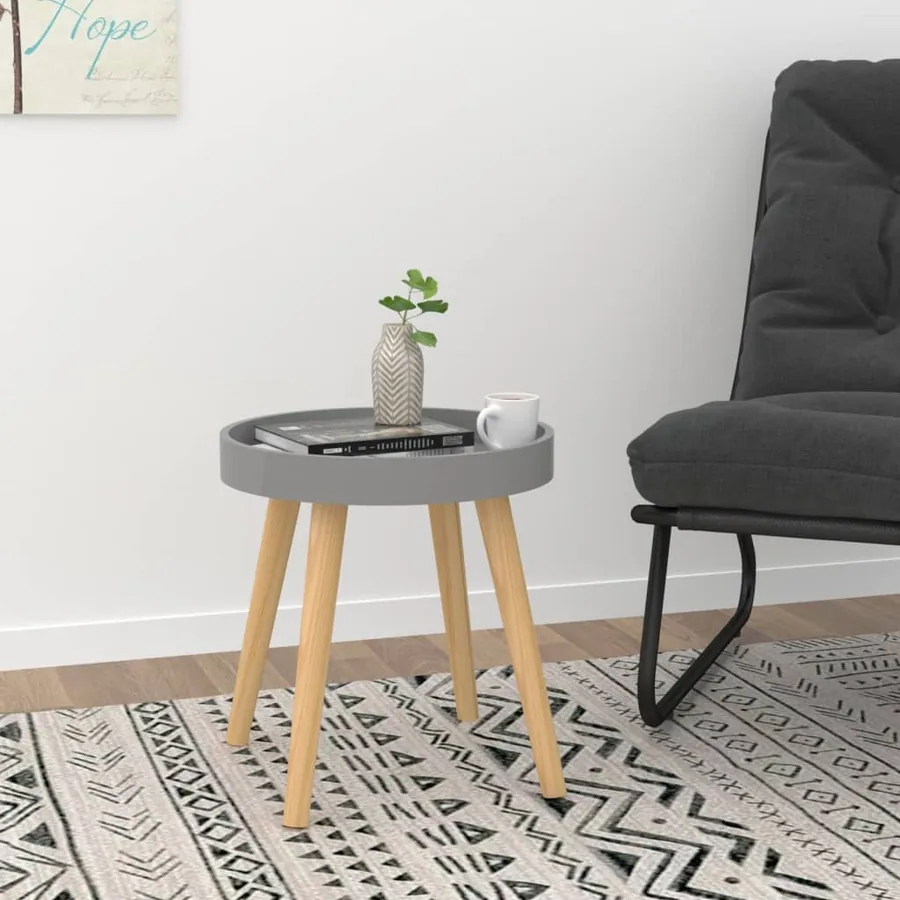 Table d'appoint Gris 38x38x40 cm Bois ingénierie et pin massif