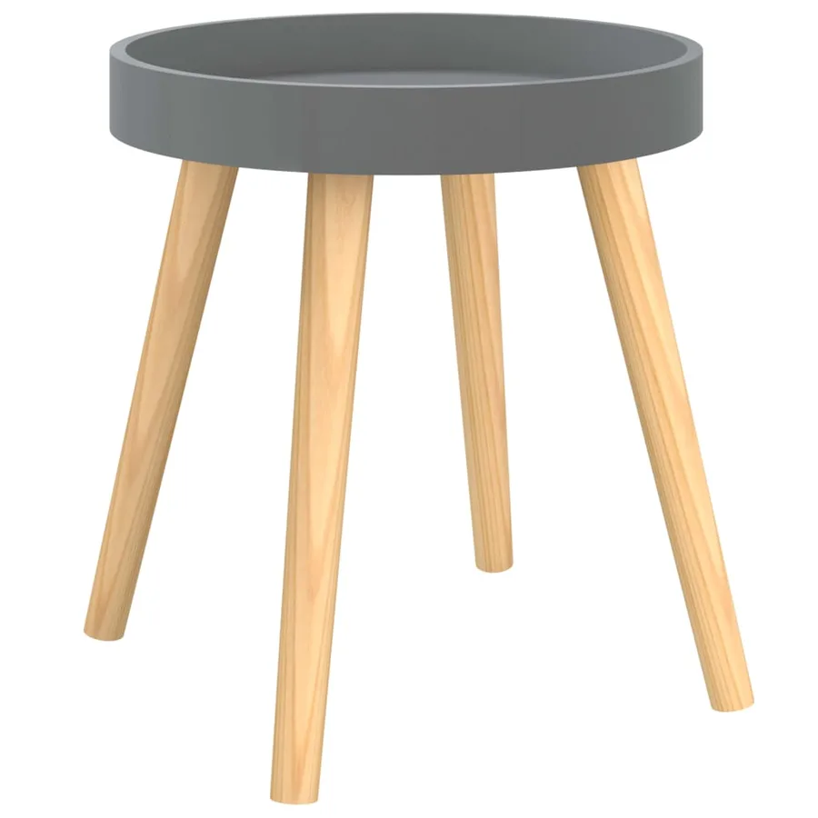 Table d'appoint Gris 38x38x40 cm Bois ingénierie et pin massif - 2