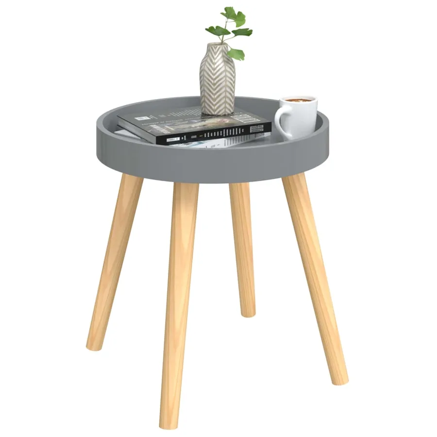 Table d'appoint Gris 38x38x40 cm Bois ingénierie et pin massif - 3