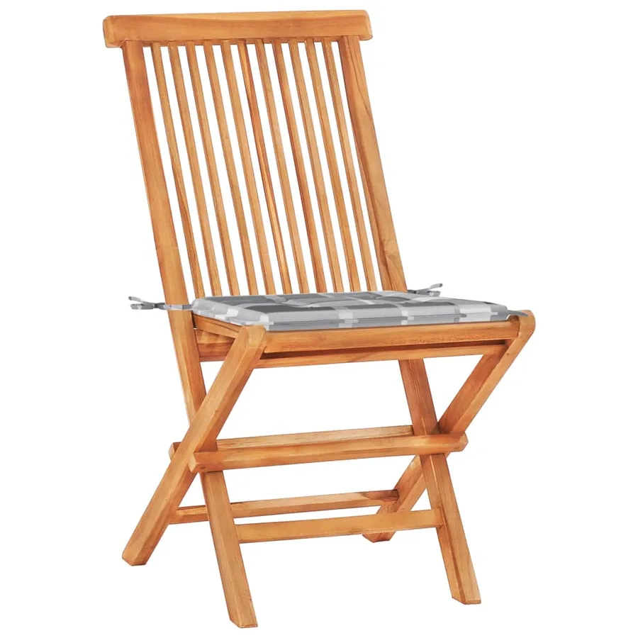 Ensemble de bistro 3 pcs avec coussins à carreaux gris Teck - 3