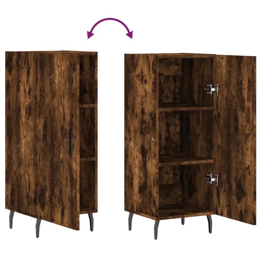 Buffet Chêne fumé 34,5x34x90 cm Bois d'ingénierie - 9