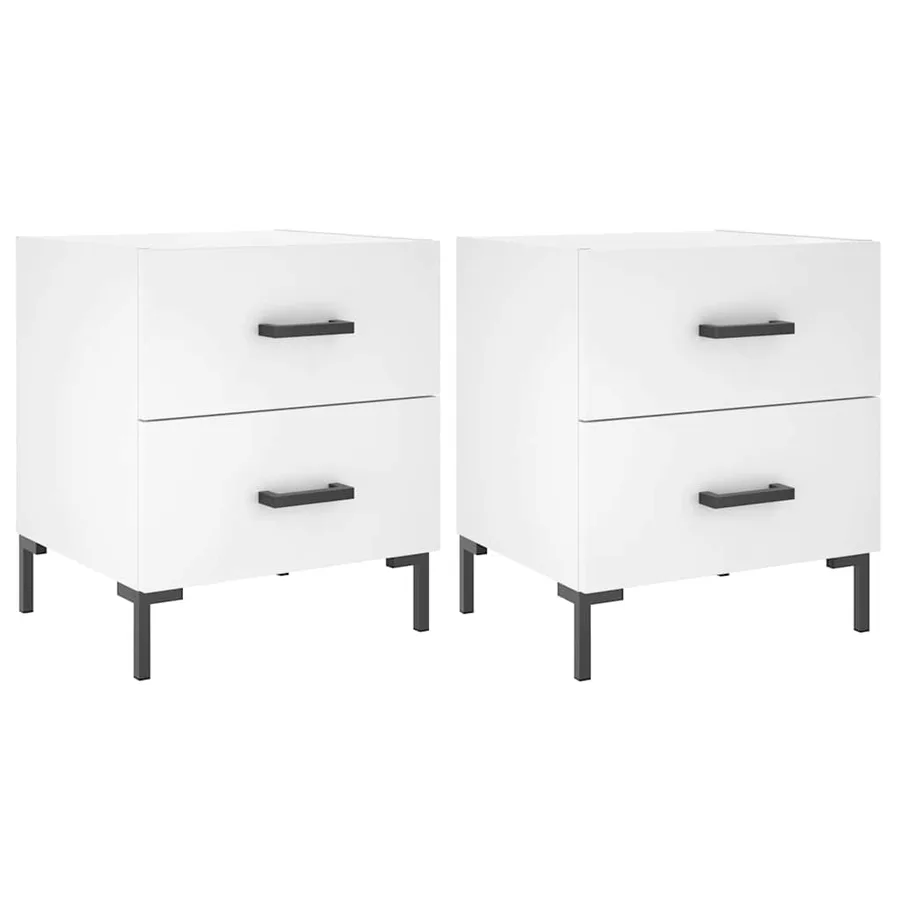 Tables de chevet 2 pcs blanc 40x35x47,5 cm bois d’ingénierie - 2