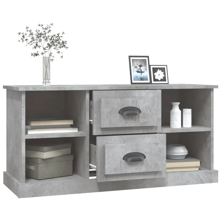 Meuble TV gris béton 99,5x35,5x48 cm bois d'ingénierie - 5