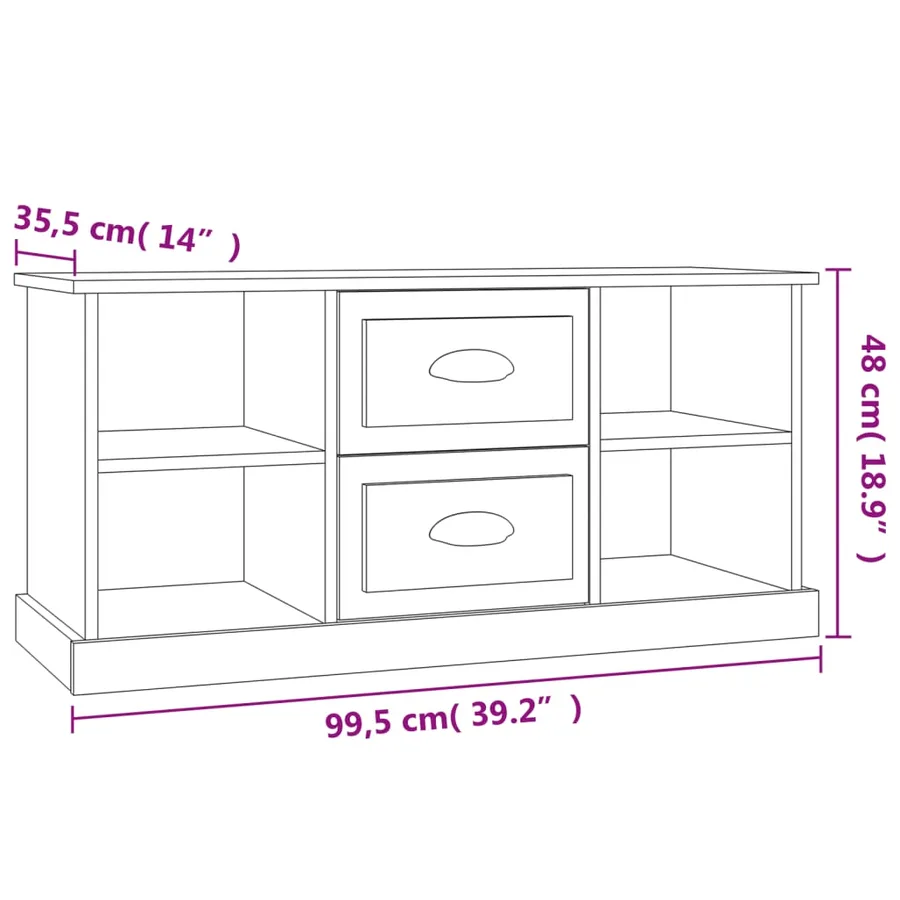 Meuble TV gris béton 99,5x35,5x48 cm bois d'ingénierie - 9