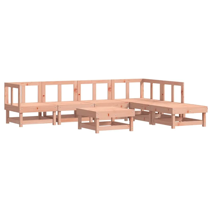 Salon de jardin 7 pcs avec coussins bois massif douglas - 3