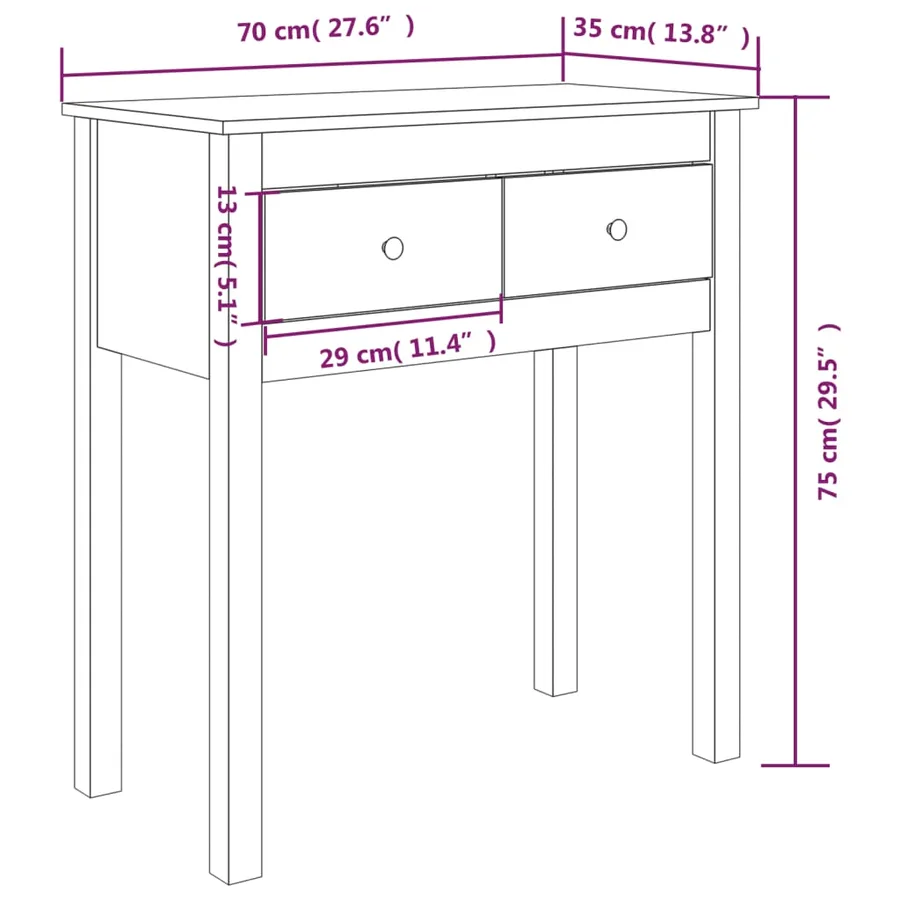 Table console Marron miel 70x35x75 cm Bois massif de pin - 10