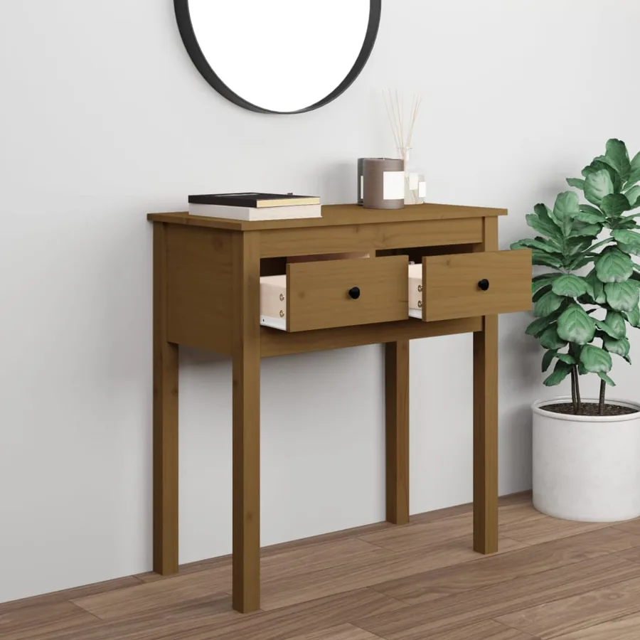Table console Marron miel 70x35x75 cm Bois massif de pin - 3