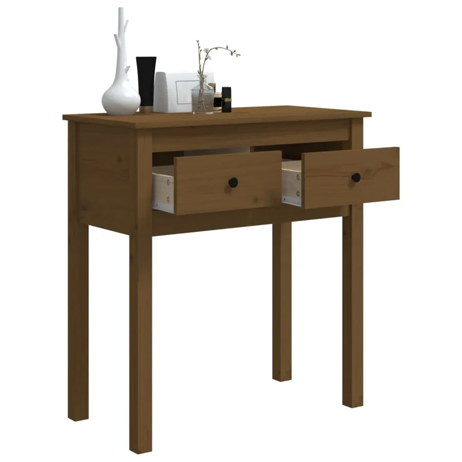 Table console Marron miel 70x35x75 cm Bois massif de pin - 5