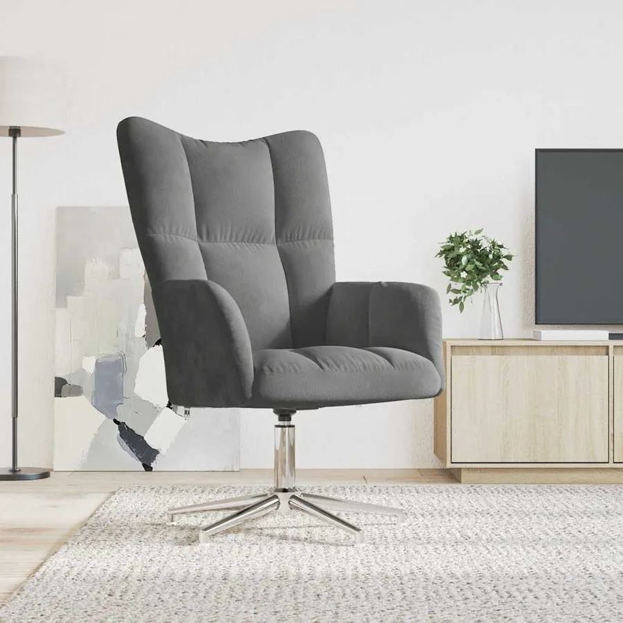 Chaise de relaxation Gris foncé Velours