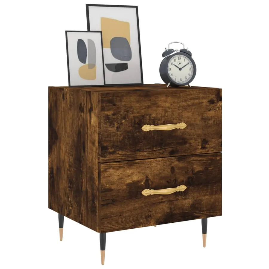 Table de chevet chêne fumé 40x35x47,5 cm bois d’ingénierie - 3