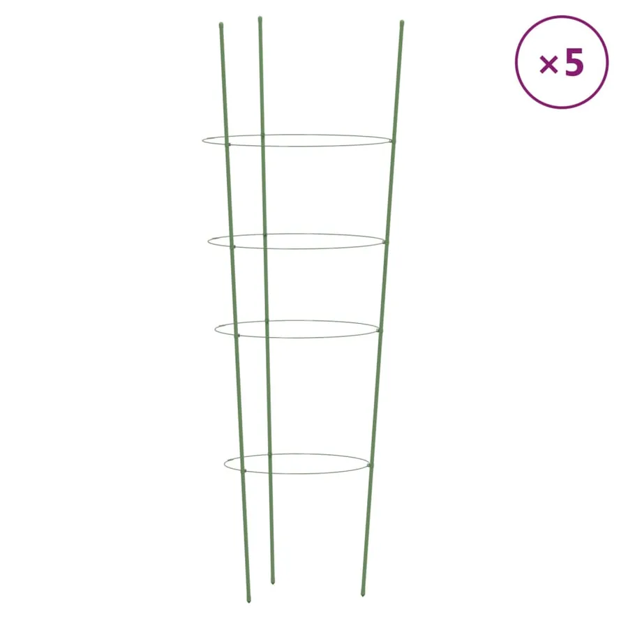Supports pour plantes de jardin 4 anneaux 5pcs Vert 90 cm Acier - 2