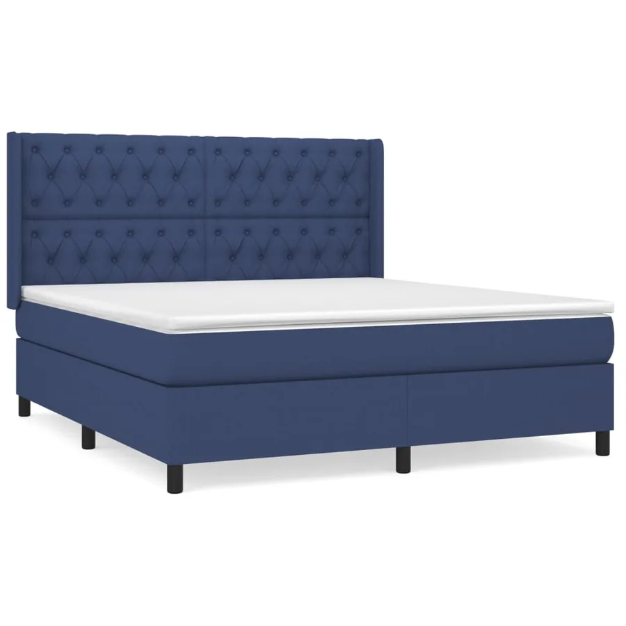 Sommier à lattes de lit avec matelas Bleu 160x200 cm Tissu - 2