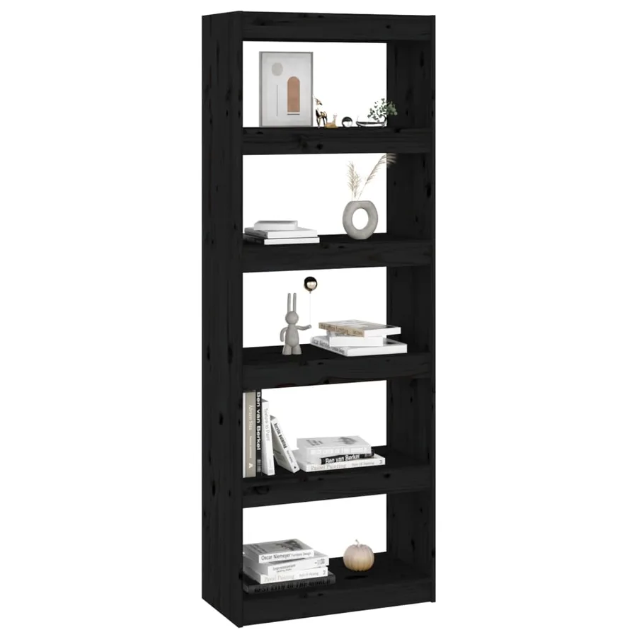 Bibliothèque/Séparateur de pièce Noir 60x30x167,5 cm Pin massif - 7