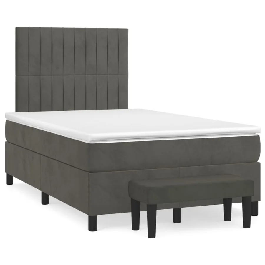 Sommier à lattes de lit et matelas Gris foncé 120x200cm Velours - 2