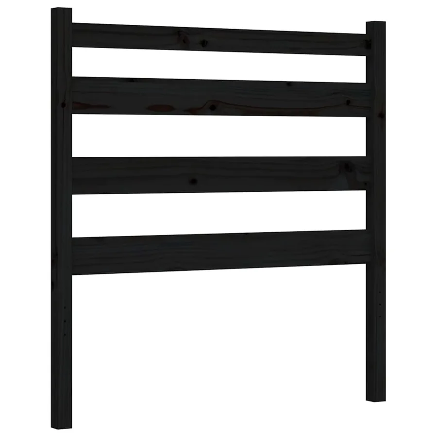 Cadre de lit sans matelas noir bois de pin massif - 8