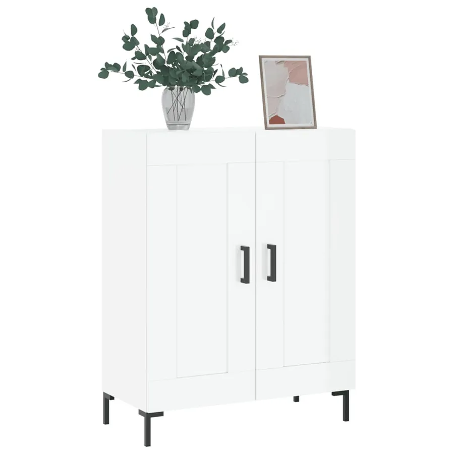 Buffet Blanc brillant 69,5x34x90 cm Bois d'ingénierie - 3