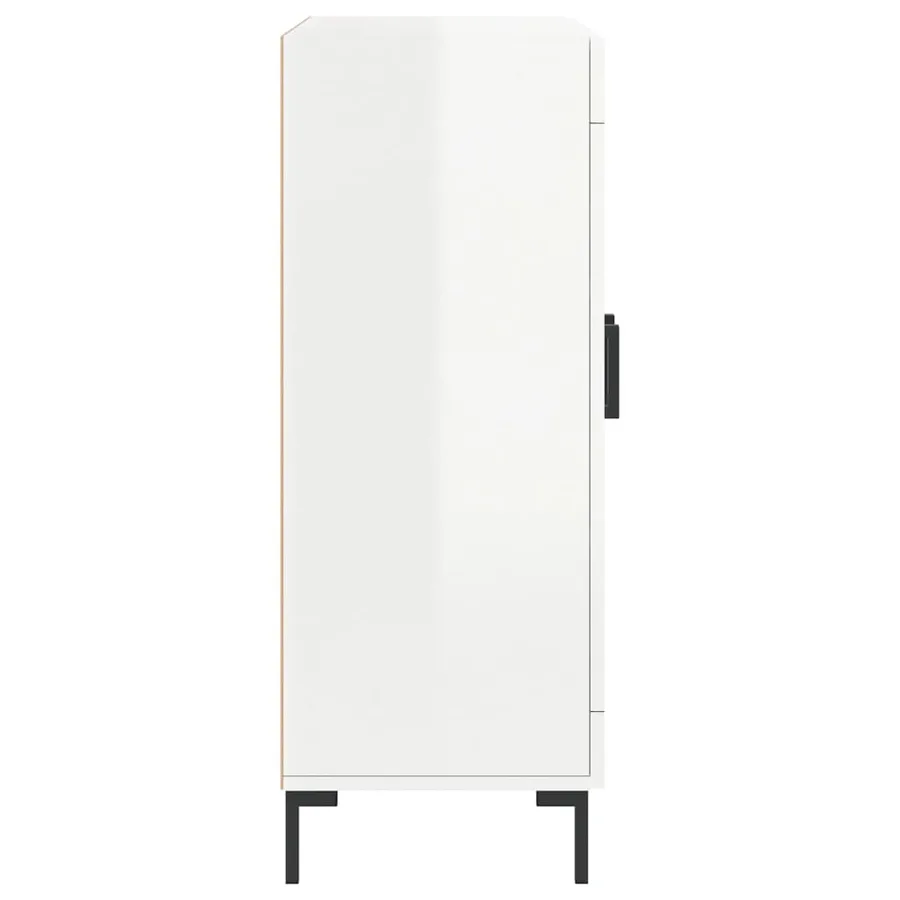 Buffet Blanc brillant 69,5x34x90 cm Bois d'ingénierie - 7