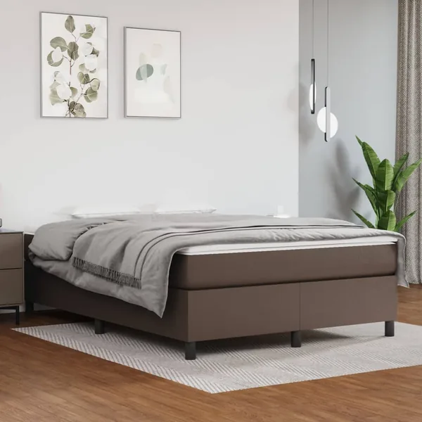 Sommier à lattes de lit avec matelas Marron 140x190 cm