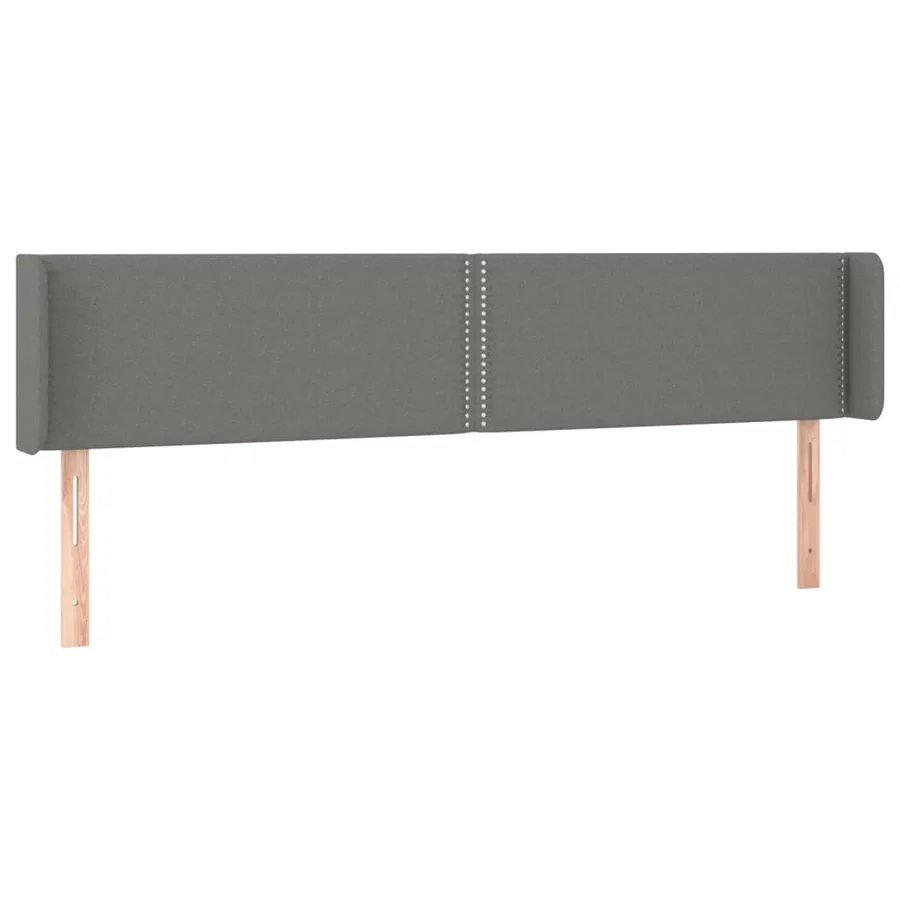 Tête de lit avec oreilles Gris foncé 203x16x78/88 cm Tissu - 2