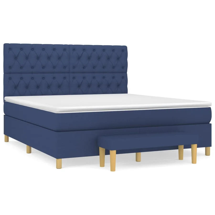 Sommier à lattes de lit avec matelas Bleu 160x200 cm Tissu - 2