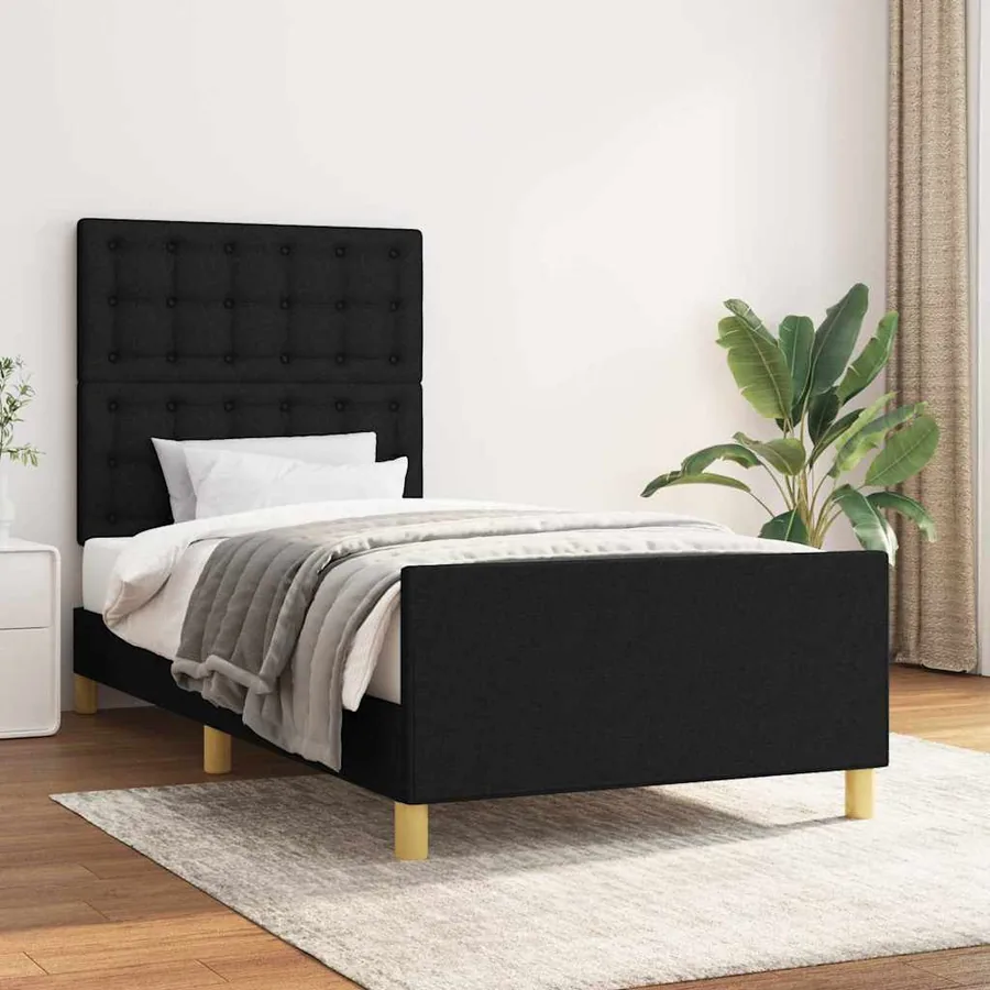 Cadre de lit sans matelas noir 100x200 cm tissu