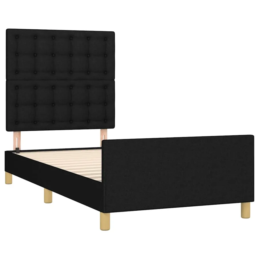 Cadre de lit sans matelas noir 100x200 cm tissu - 4