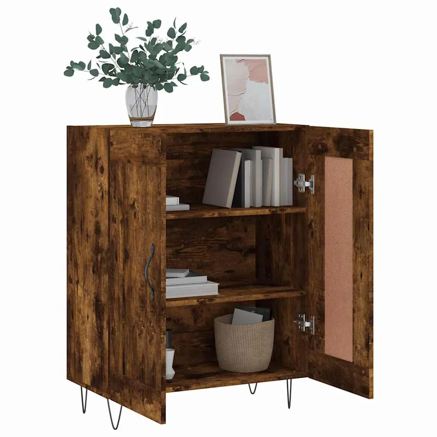 Buffet chêne fumé 69,5x34x90 cm bois d'ingénierie - 3