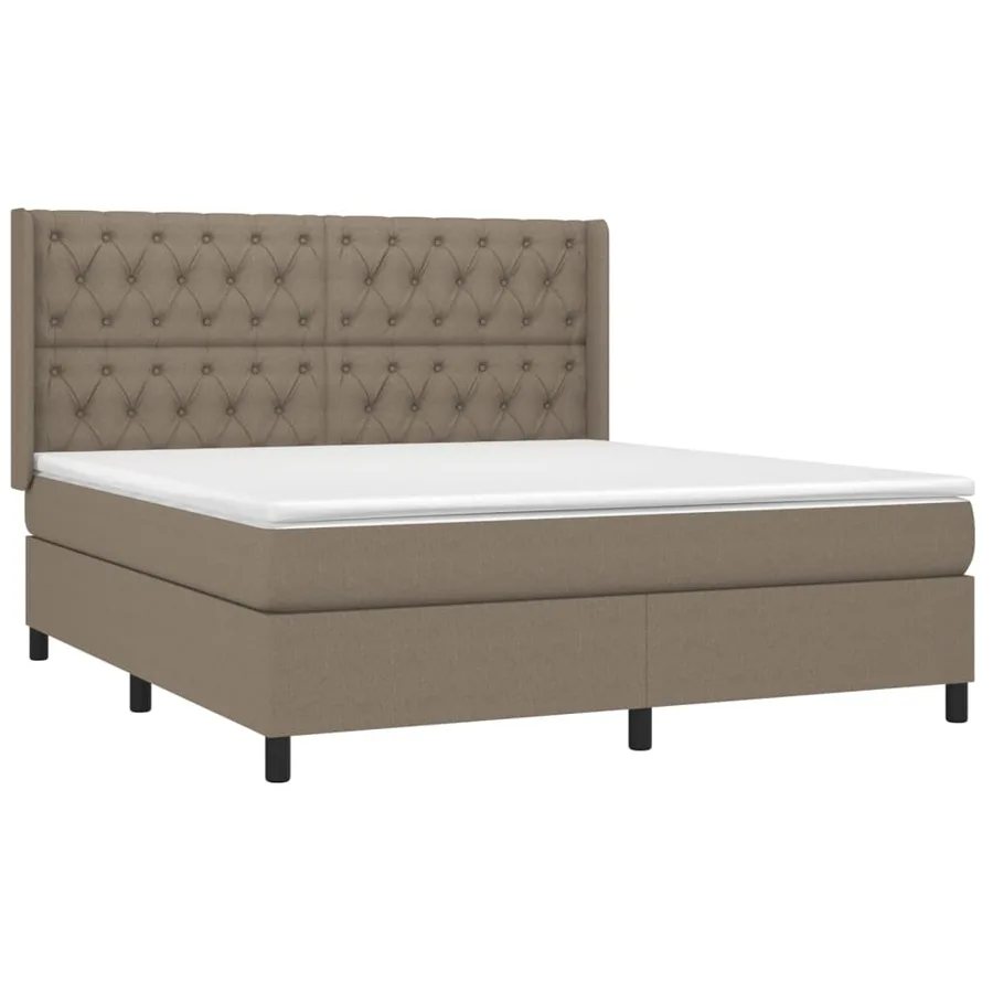 Sommier à lattes de lit avec matelas Taupe 160x200 cm Tissu - 3
