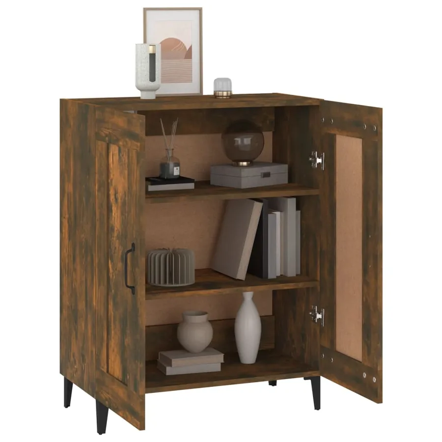 Buffet chêne fumé 69,5x34x90 cm bois d'ingénierie - 4