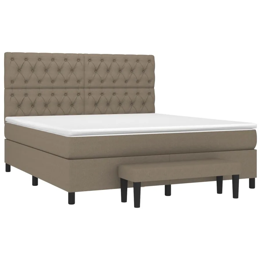 Sommier à lattes de lit avec matelas Taupe 160x200 cm Tissu - 3