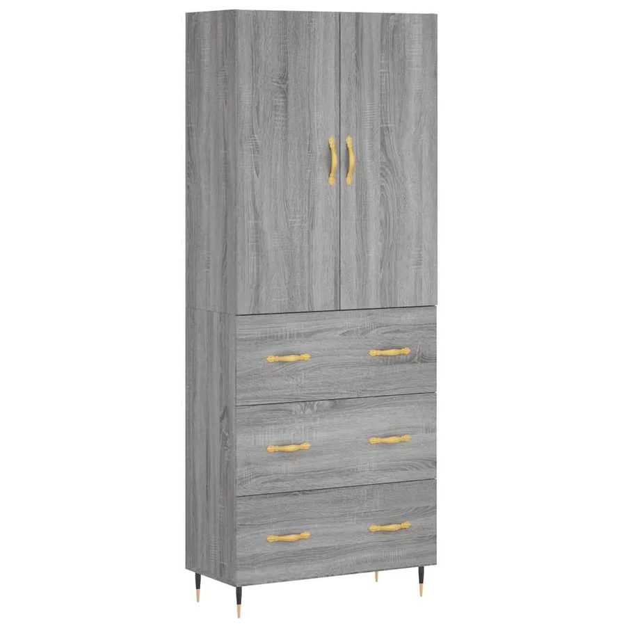 Buffet haut Sonoma gris 69,5x34x180 cm Bois d'ingénierie - 2