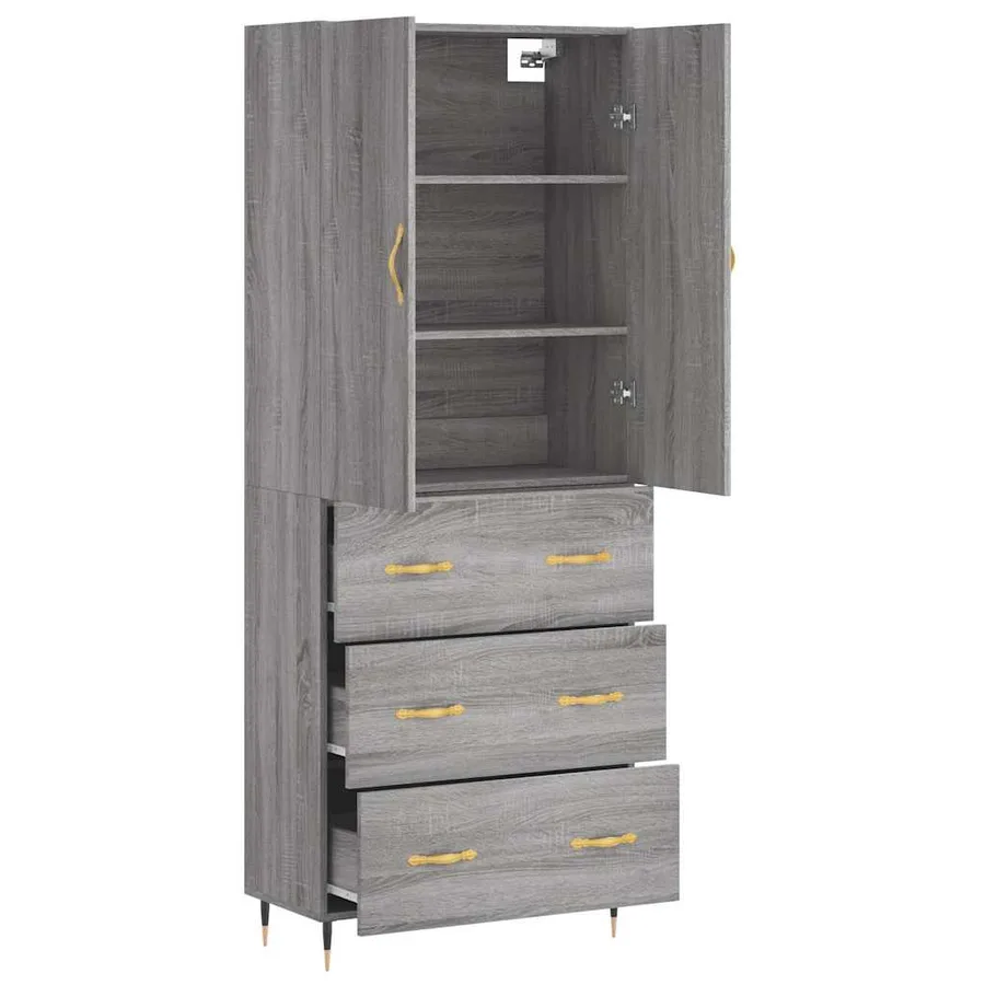 Buffet haut Sonoma gris 69,5x34x180 cm Bois d'ingénierie - 4
