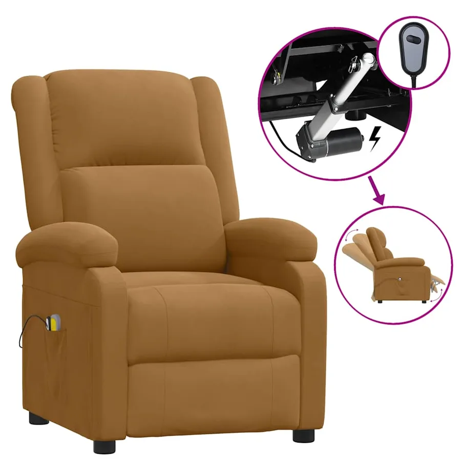 Fauteuil électrique de massage Marron Velours - 2