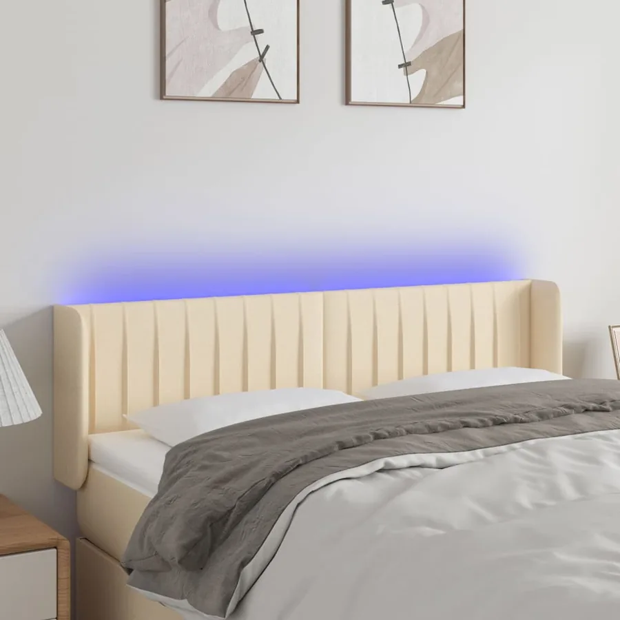 Tête de lit à LED Crème 147x16x78/88 cm Tissu