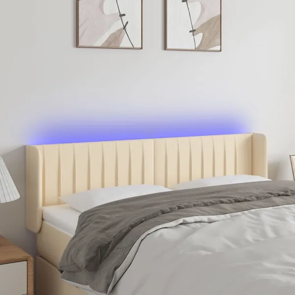 Tête de lit à LED Crème 147x16x78/88 cm Tissu