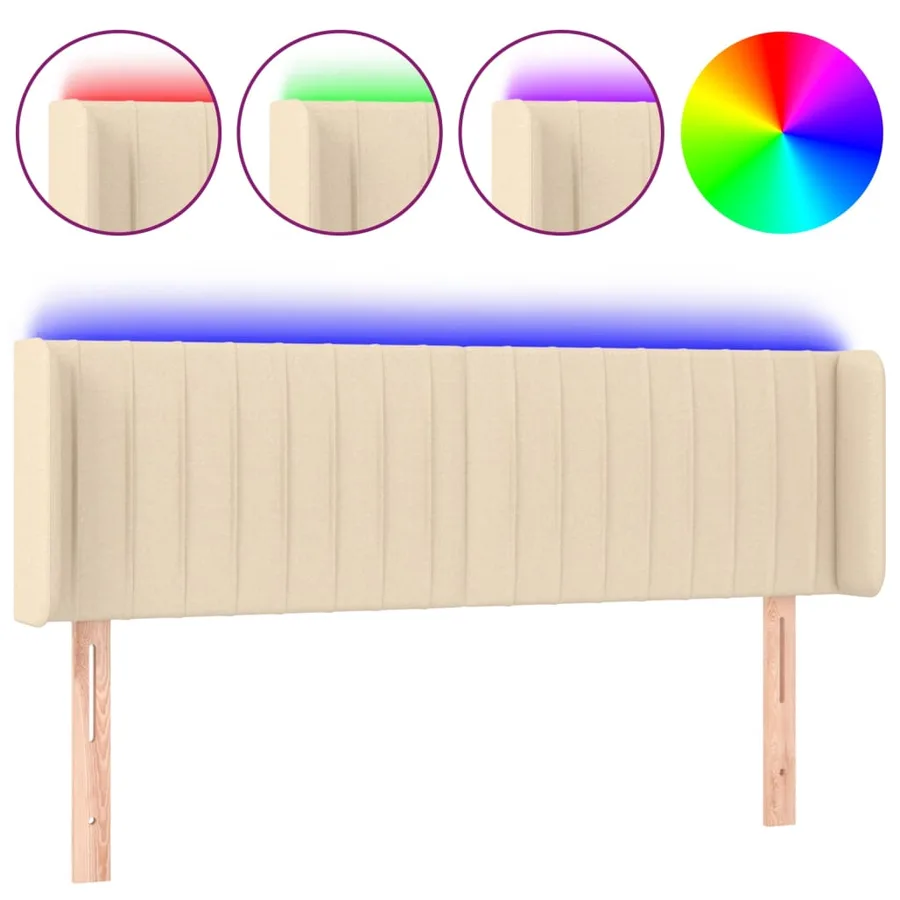 Tête de lit à LED Crème 147x16x78/88 cm Tissu - 2