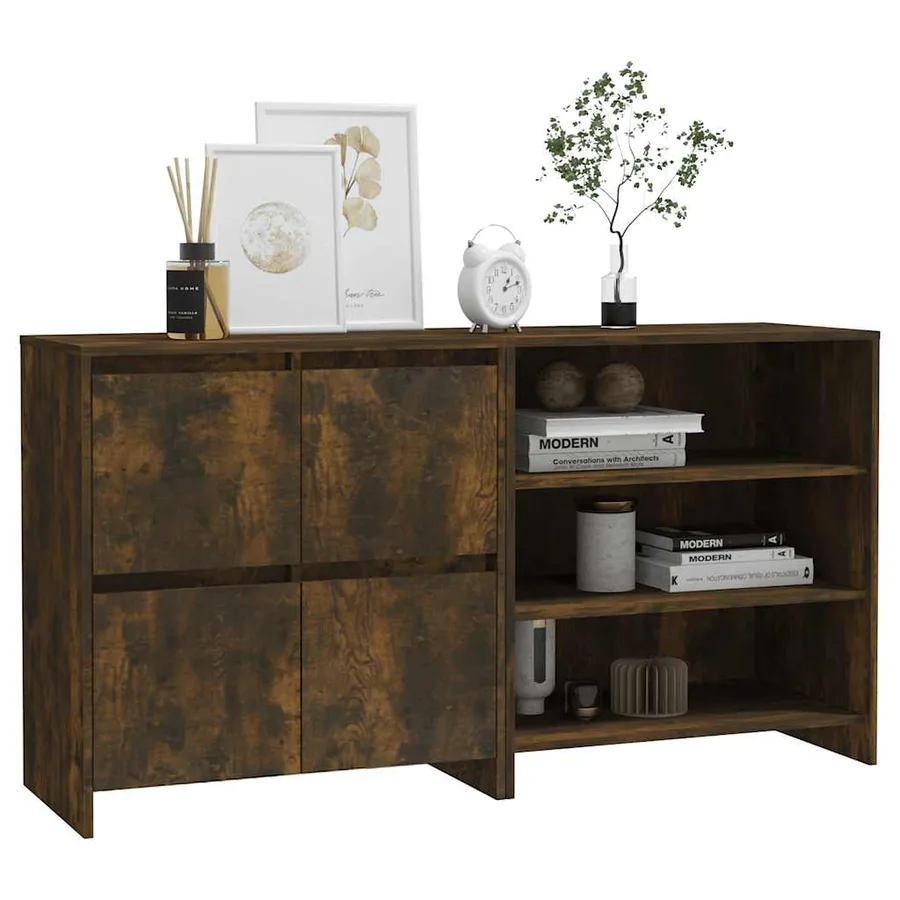 Buffets 2 pcs Chêne fumé Bois d'ingénierie - 5