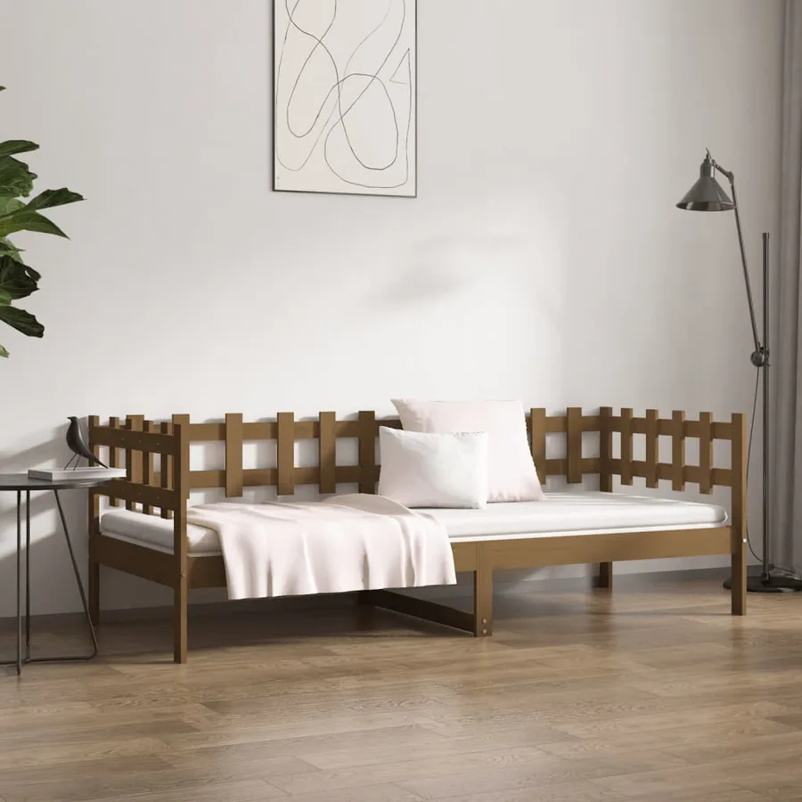 Lit de jour sans matelas marron miel 90x200 cm bois pin massif - 4