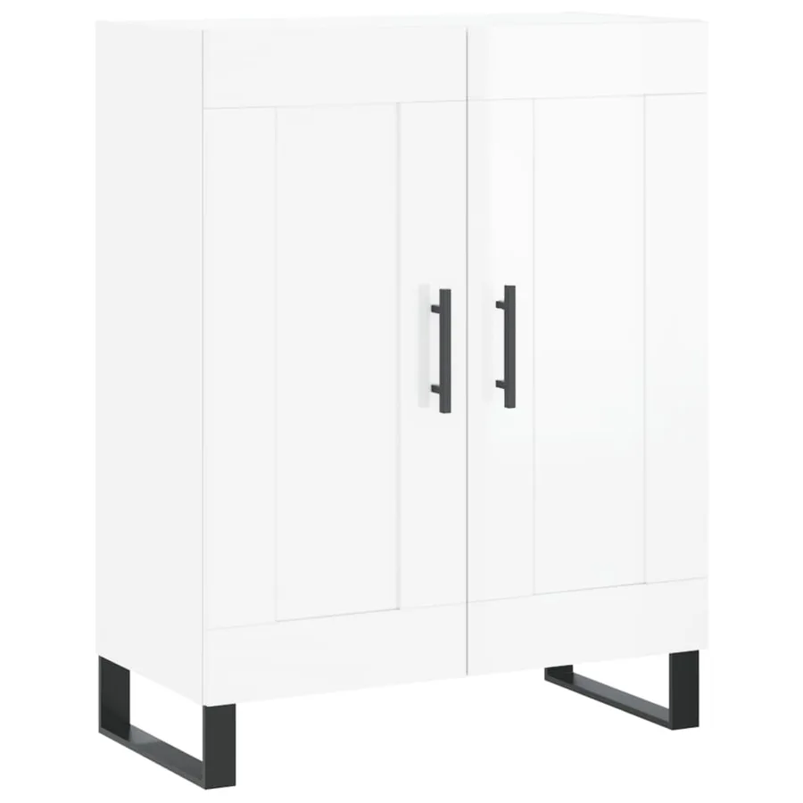 Buffet Blanc brillant 69,5x34x90 cm Bois d'ingénierie - 2