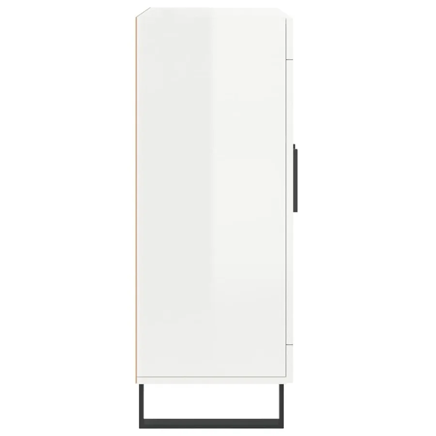 Buffet Blanc brillant 69,5x34x90 cm Bois d'ingénierie - 7