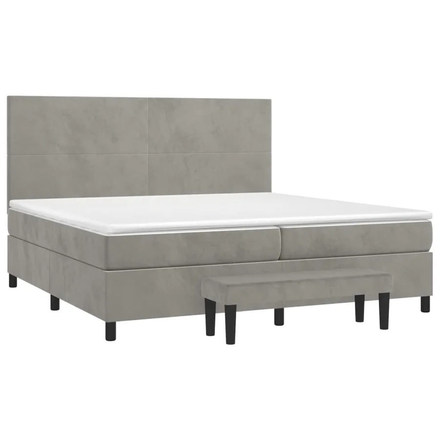 Sommier à lattes de lit et matelas Gris clair 200x200cm Velours - 3