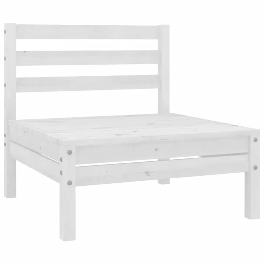 Salon de jardin 13 pcs Bois de pin massif Blanc - 3