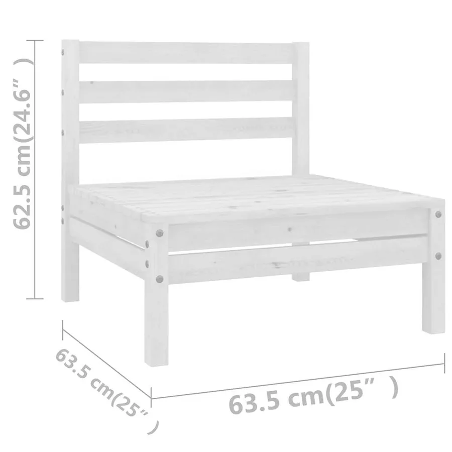 Salon de jardin 13 pcs Bois de pin massif Blanc - 7