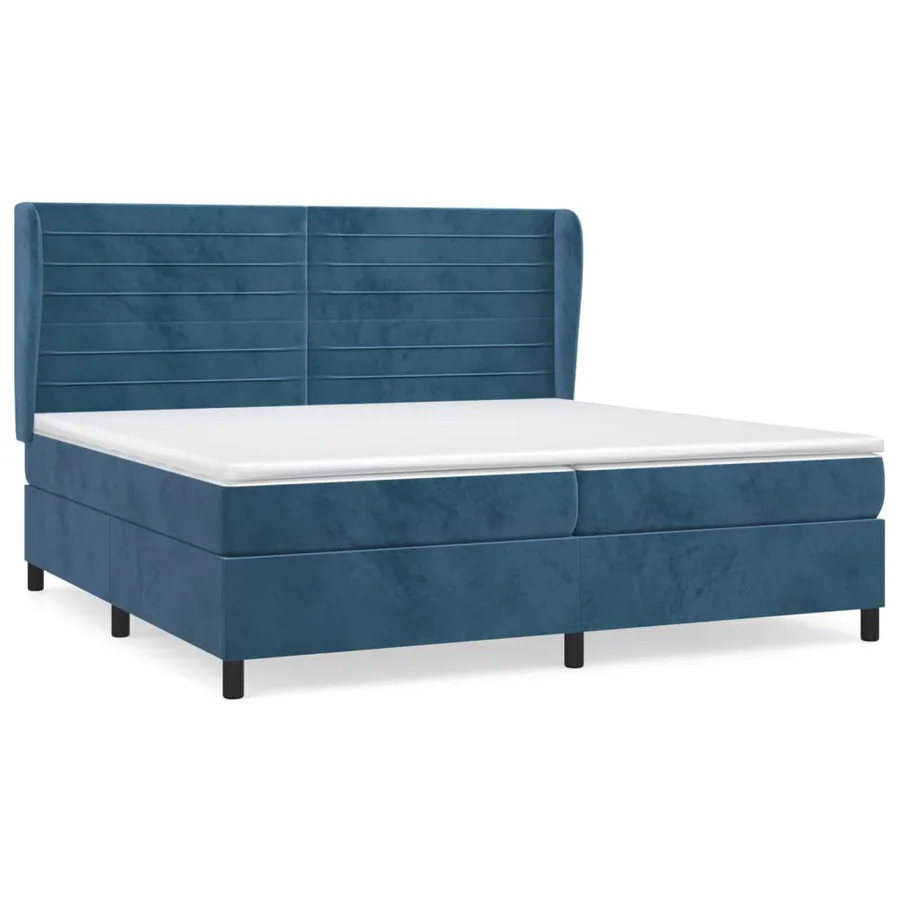 Sommier à lattes de lit et matelas Bleu foncé 200x200cm Velours - 2