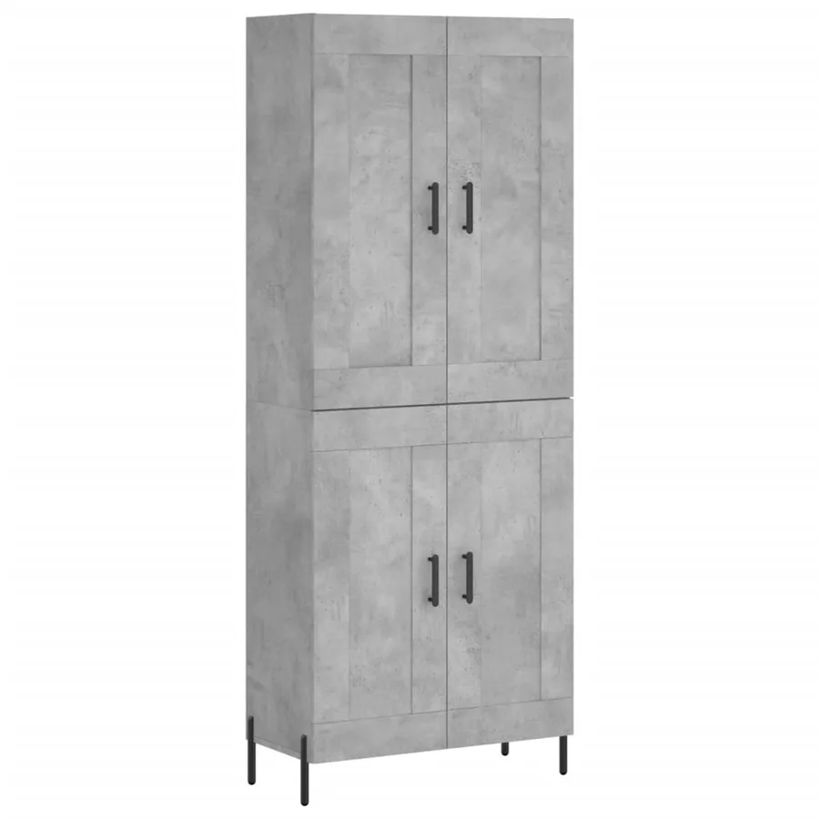 Buffet haut Gris béton 69,5x34x180 cm Bois d'ingénierie - 2