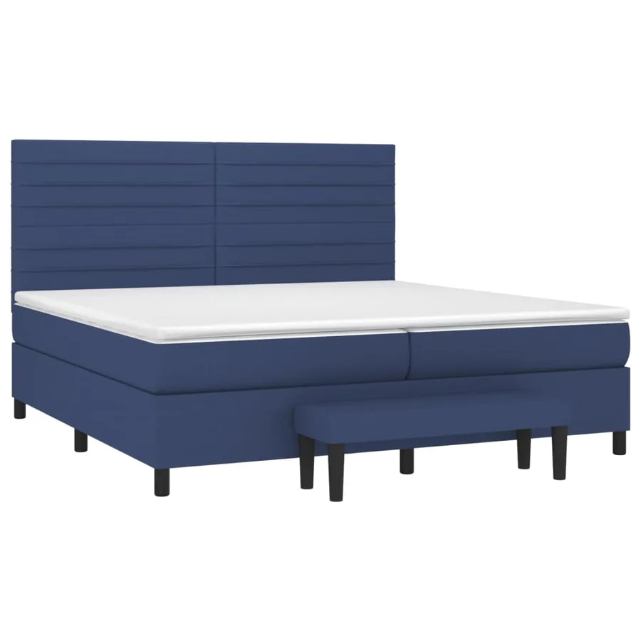 Sommier à lattes de lit avec matelas Bleu 200x200 cm Tissu - 3
