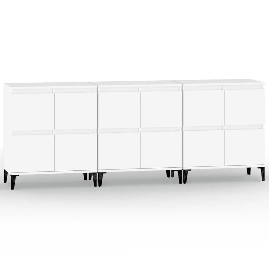 Buffets 3 pcs blanc 60x35x70 cm bois d'ingénierie - 2