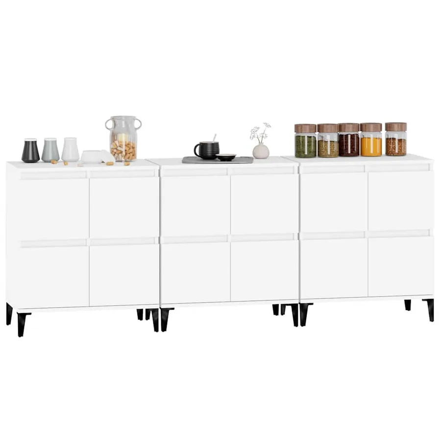 Buffets 3 pcs blanc 60x35x70 cm bois d'ingénierie - 4