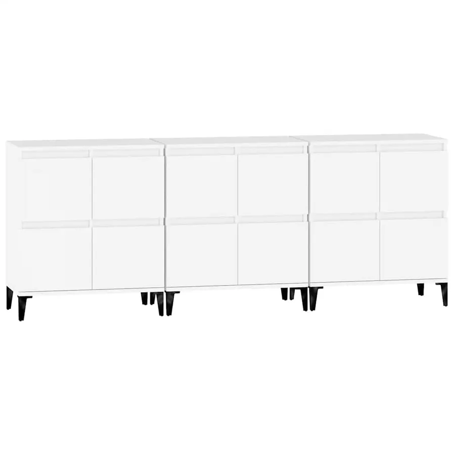 Buffets 3 pcs blanc 60x35x70 cm bois d'ingénierie - 6