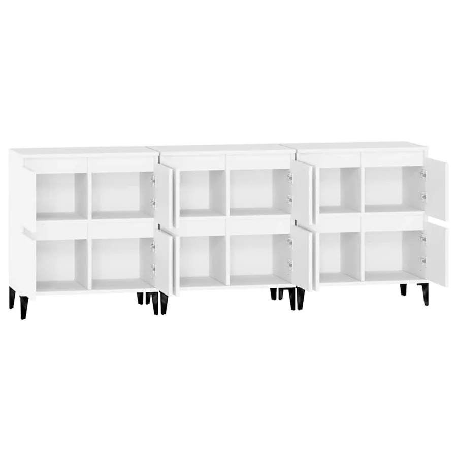 Buffets 3 pcs blanc 60x35x70 cm bois d'ingénierie - 7